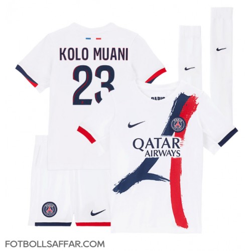 Paris Saint-Germain Randal Kolo Muani #23 Bortadräkt Barn 2024-25 Kortärmad (+ Korta byxor)